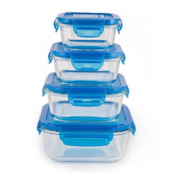 ست 8 پارچه ظروف شیشه ای مربع فورته