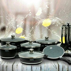 سرویس قابلمه 18 پارچه گرانیت ارکید کاج تفلون