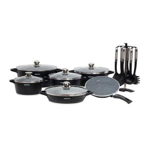 سرویس قابلمه 18 پارچه گرانیت ارکید کاج تفلون