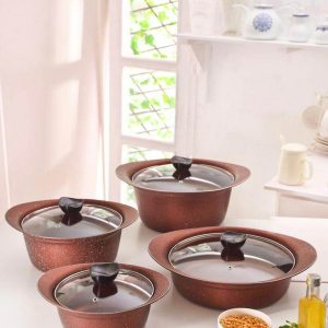 سرویس قابلمه 8 پارچه تفلون ساینا کاج تفلون