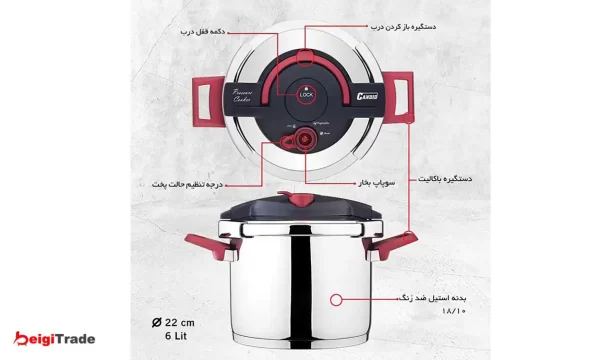 زودپز کاندید دو دسته مدل هلیوس 6 لیتر